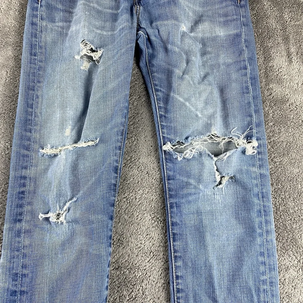 Levis 510‎ Skinny Jeans Mens 31x32 Blue Medium Wash Mid Rise Distressed